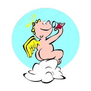 Cherub drinking listed in angels decals.