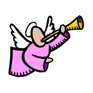 Angel with pink dress playing horn listed in angels decals.