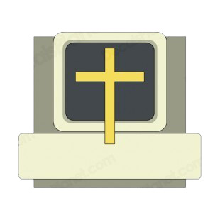 Computer online religion listed in crosses decals.