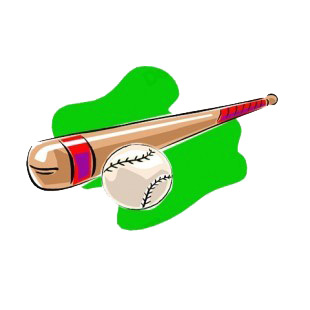 Baseball bat and ball listed in baseball and softball decals.