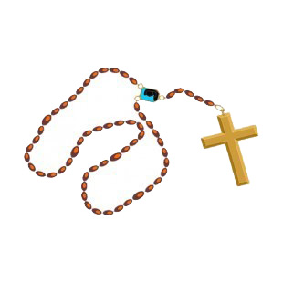 Red and gold rosary listed in crosses decals.