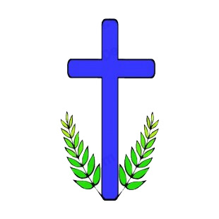 Blue cross with palm leaves listed in crosses decals.