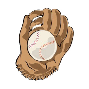Baseball glove with ball listed in baseball and softball decals.