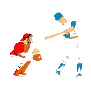 Baseball batter and catcher listed in baseball and softball decals.