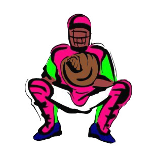 Pink and green catcher drawing listed in baseball and softball decals.