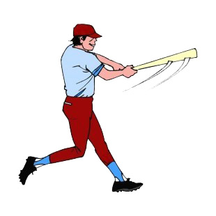 Batter swinging listed in baseball and softball decals.