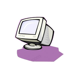 White CRT monitor listed in business decals.