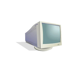 CRT monitor listed in business decals.