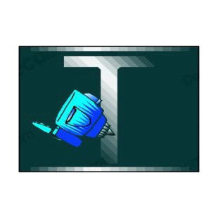 T computer title letter  listed in business decals.