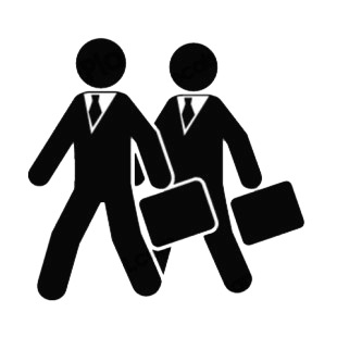 Mens with briefcases listed in business decals.