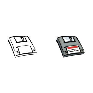 Floppy disks listed in business decals.