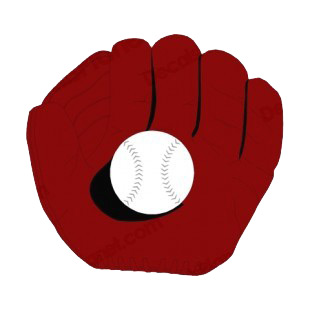 Baseball glove with ball listed in baseball and softball decals.