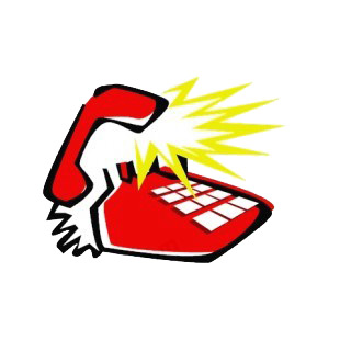 Red telephone ringing listed in business decals.
