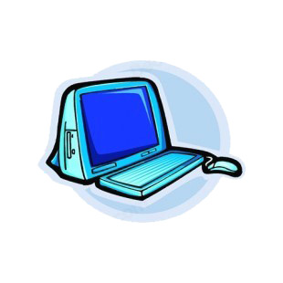 Blue one piece computer listed in business decals.