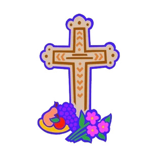 Budded cross with fruits and flowers listed in crosses decals.