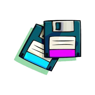 Floppy disks listed in business decals.