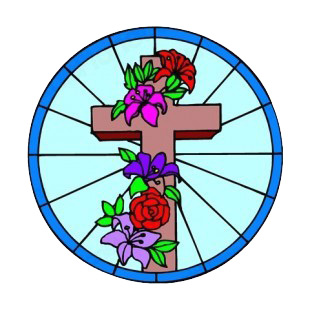 Cross with multi colors flowers listed in crosses decals.