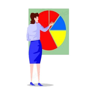 Woman showing multi colors chart listed in business decals.