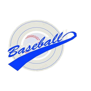 Baseball logo blue writing listed in baseball and softball decals.