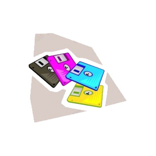 Multi colors floppy disk listed in business decals.