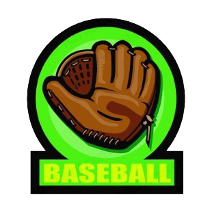 Baseball with glove logo listed in baseball and softball decals.