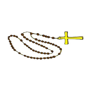 Brown and yellow rosary listed in crosses decals.