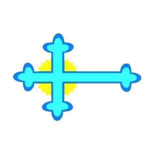 Blue budded cross with yellow circle listed in crosses decals.