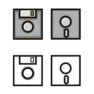 Floppy disks listed in business decals.