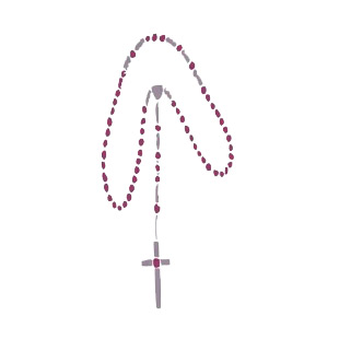 Pink and grey rosary listed in crosses decals.