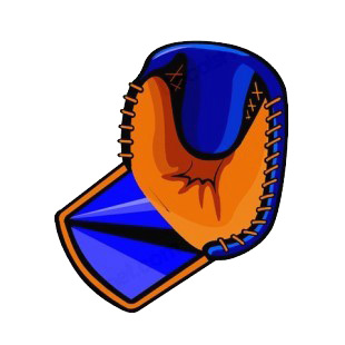 Blue and brown catcher glove listed in baseball and softball decals.