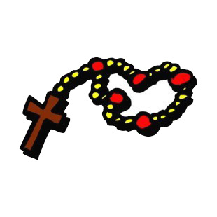 Yellow and brown rosary listed in crosses decals.