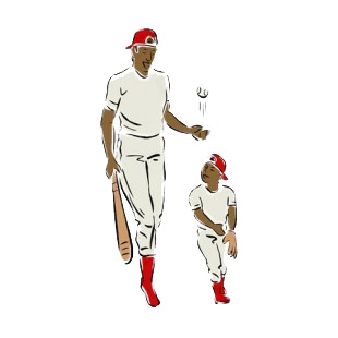 Afro american father and son playing baseball listed in baseball and softball decals.