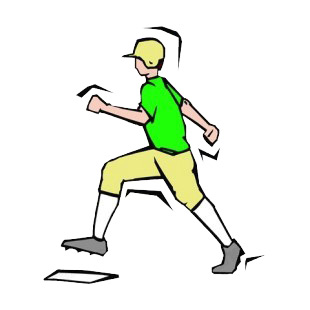 Baseball player running to base listed in baseball and softball decals.