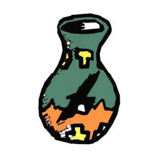 Brown and green vase artifact listed in figures and artifacts decals.