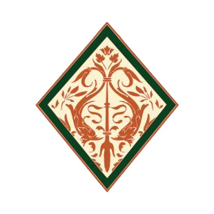 Design with flowers and sword listed in figures and artifacts decals.