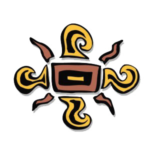 Brown and yellow sun design listed in figures and artifacts decals.