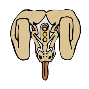Brown and grey ram face with tongue out figure listed in figures and artifacts decals.