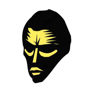 Yellow and black aboriginal mask listed in figures and artifacts decals.