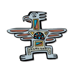 Blue bird with brown and blue drawing figure listed in figures and artifacts decals.