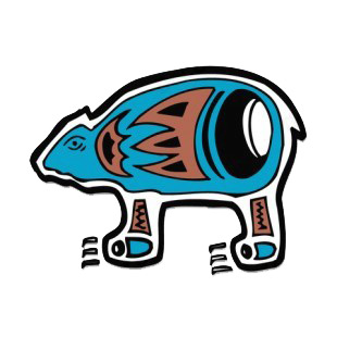 Blue bear with black and brown drawing figure listed in figures and artifacts decals.
