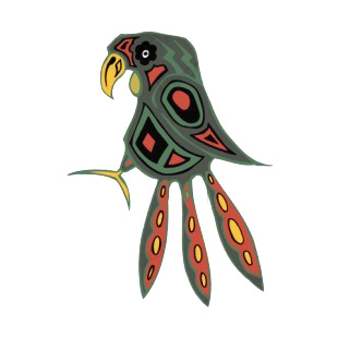 Green perrot with red and yellow spots tail figure listed in figures and artifacts decals.