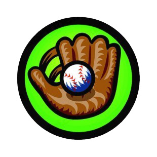 Baseball glove with ball  listed in baseball and softball decals.