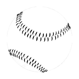 Baseball ball with black stitches listed in baseball and softball decals.