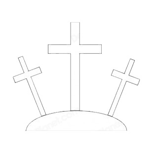 Three crosses on a hill listed in crosses decals.
