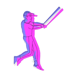 Baseball batter batting pink and blue drawing listed in baseball and softball decals.