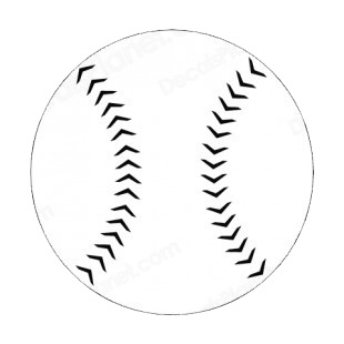 Baseball ball with black stitches listed in baseball and softball decals.