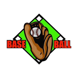 Baseball glove with diamond field logo listed in baseball and softball decals.