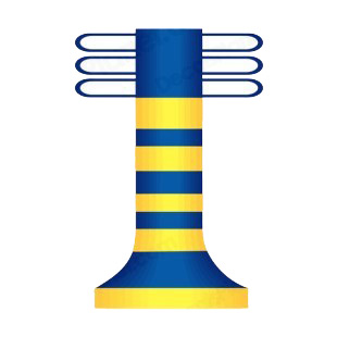 Blue and yellow statue artifact listed in figures and artifacts decals.