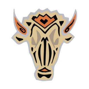 Beige and black bull head with brown horns figure listed in figures and artifacts decals.