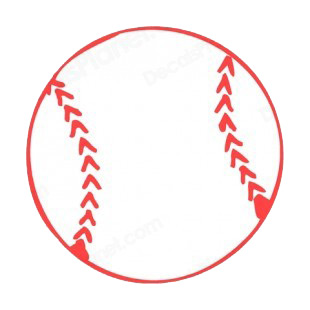 Red baseball ball listed in baseball and softball decals.